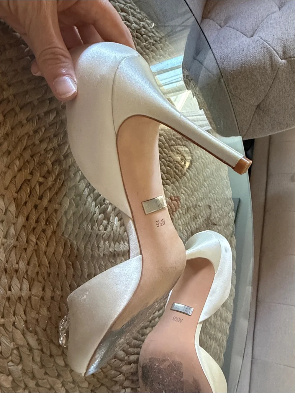 Badgley Mischka ivory satin